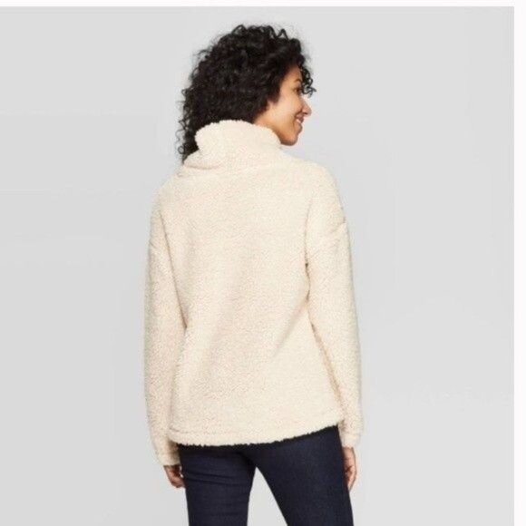 A New Day Small Pullover Sherpa Sweater Cozy Soft Cowl Cream NWT - Picture 2 of 5